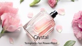  Presentation with white flowers - Amazing theme having bottle of perfume with flowers backdrop and a lemonade colored foreground