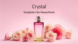  Presentation with perfume - Amazing slide set having bottle of perfume with flowers backdrop and a lemonade colored foreground