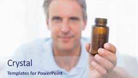  Presentation with bottle - Colorful PPT theme enhanced with bottle of pills to camera backdrop and a sky blue colored foreground