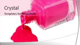  Presentation with pink white - Slide deck having bottle of pink nail polish background and a coral colored foreground