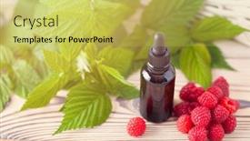  Presentation with seed oil - PPT theme consisting of bottle-of-raspberry-seed-oil background and a yellow colored foreground