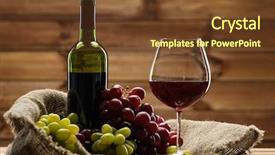  Presentation with unleavened bread grape wine - Slide set consisting of bottle of red wine glass background and a tawny brown colored foreground