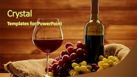  Presentation with bottle red wine - Presentation theme enhanced with bottle of red wine glass background and a tawny brown colored foreground