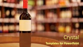  Presentation with wine store - Amazing presentation design having bottle-of-red-wine-stands backdrop and a tawny brown colored foreground