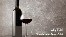  Presentation with bottle red wine - PPT layouts consisting of bottle of red wine with glass background and a gray colored foreground