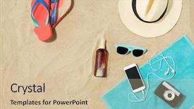  Presentation with sunscreen - Theme consisting of bottle of sunscreen oil background and a lemonade colored foreground