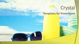  Presentation with solar light - Colorful theme enhanced with bottle of suntan cream backdrop and a cream colored foreground
