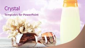  Presentation with solar light - Cool new PPT theme with bottle of suntan cream backdrop and a sky blue colored foreground