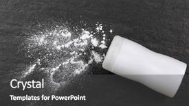  Presentation with baby bottle - Amazing PPT theme having bottle of talcum baby powder backdrop and a dark gray colored foreground