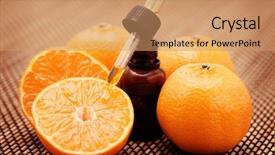  Presentation with essential oil - Beautiful PPT layouts featuring bottle of tangerine essential oil - beauty treatment backdrop and a coral colored foreground