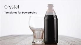  Presentation with malta - Beautiful PPT theme featuring bottle of the malta drink on the wooden table top backdrop and a sky blue colored foreground