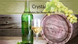  Presentation with vine - Presentation theme with bottle of vine on wooden background background and a yellow colored foreground