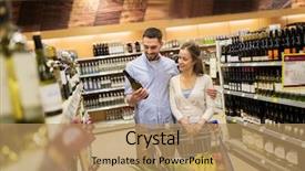  Presentation with wine store - PPT layouts with bottle of white wine background and a coral colored foreground