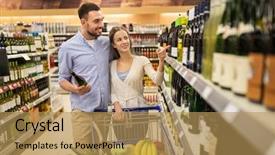  Presentation with wine store - Slide deck with bottle of white wine background and a yellow colored foreground