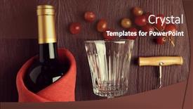  Presentation with table grape - Presentation design featuring bottle-of-wine-and-grape background and a  colored foreground