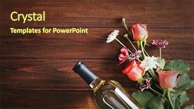  Presentation with bottling wine - Theme featuring bottle of wine and roses background and a tawny brown colored foreground