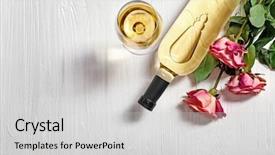  Presentation with roses - Cool new presentation theme with bottle of wine glass backdrop and a light gray colored foreground