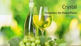  Presentation with wine green - PPT theme featuring wine glass and grapes background and a yellow colored foreground