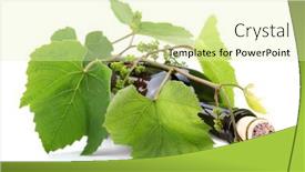  Presentation with vine wine - Presentation with bottle-of-wine background and a soft green colored foreground