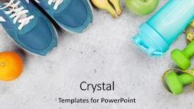  Presentation with healthy drink - Amazing PPT theme having bottle on stone table top backdrop and a light gray colored foreground