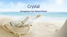  Presentation with bottle - Slide set consisting of bottle on the beach background and a sky blue colored foreground