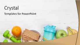  Presentation with healthy drink - Presentation enhanced with bottle on wooden table top background and a white colored foreground