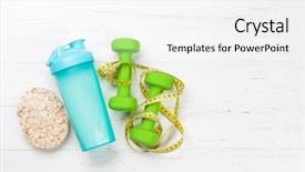  Presentation with healthy food - Audience pleasing PPT theme consisting of bottle on wooden table top backdrop and a  colored foreground