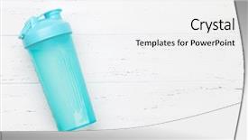  Presentation with healthy drink - Presentation design consisting of bottle on wooden table top background and a  colored foreground