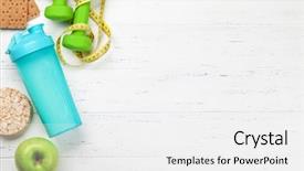  Presentation with healthy drink - PPT theme enhanced with bottle on wooden table top background and a  colored foreground