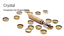  Presentation with beer bottle - Presentation theme with bottle opener and cork from beer bottles on a white background background and a white colored foreground