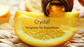  Presentation with essential oil - PPT layouts featuring bottle of oranges essential oil background and a gold colored foreground