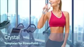  Presentation with machines - PPT theme enhanced with bottle over gym machines background and a ocean colored foreground