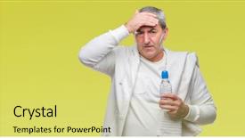  Presentation with training aspire man running - Cool new presentation theme with bottle over isolated background stress backdrop and a yellow colored foreground