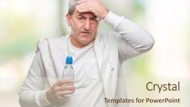  Presentation with training aspire man running - Slides having bottle over isolated background stress background and a cream colored foreground