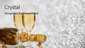  Presentation with sparkling - Slide deck featuring bottle over sparkling holiday background background and a  colored foreground