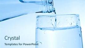  Presentation with pouring water - PPT theme having bottle pouring water into glass background and a sky blue colored foreground