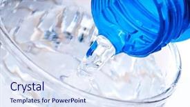  Presentation with pouring water - Cool new PPT theme with bottle pouring water into glass backdrop and a sky blue colored foreground