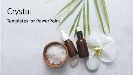  Presentation with palm oil - Theme having bottle salt in bowl stone background and a sky blue colored foreground