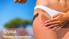  Presentation with soothing - Colorful presentation theme enhanced with bottle skincare red skin cancer backdrop and a coral colored foreground