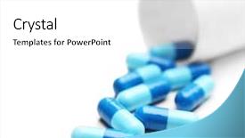  Presentation with pile - Colorful PPT theme enhanced with bottle tablets - pile of pills isolated backdrop and a white colored foreground