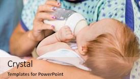  Presentation with newborn baby hospital - Beautiful presentation theme featuring bottle to newborn baby backdrop and a coral colored foreground