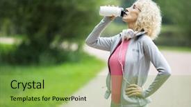  Presentation with drinking water - Colorful PPT theme enhanced with bottle while standing on road backdrop and a yellow colored foreground