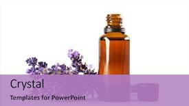  Presentation with lavender - Cool new PPT theme with bottle with aroma oil backdrop and a coral colored foreground