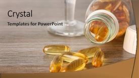  Presentation with capsules - Slide set featuring bottle with fish oil capsules background and a light gray colored foreground