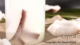  Presentation with coconut milk - Cool new slides with bottle with fresh coconut milk and sack cloth closeup backdrop and a coral colored foreground