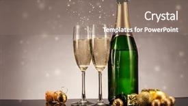  Presentation with celebration life - Colorful slide deck enhanced with bottle with glasses celebration theme backdrop and a gray colored foreground