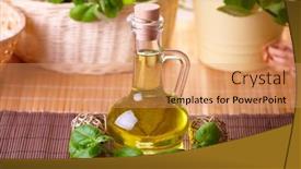  Presentation with seed oil - Audience pleasing slides consisting of bottle with grape seed oil backdrop and a coral colored foreground