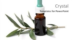  Presentation with olive leaf - Theme consisting of bottle-with-olive-leaf-extract background and a white colored foreground