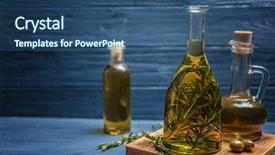  Presentation with olive oil bottle - Slide set consisting of bottle-with-olive-oil background and a ocean colored foreground