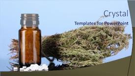  Presentation with homeopathy - Colorful theme enhanced with bottle with pills and herbs on blue background concept of homeopathy backdrop and a sky blue colored foreground